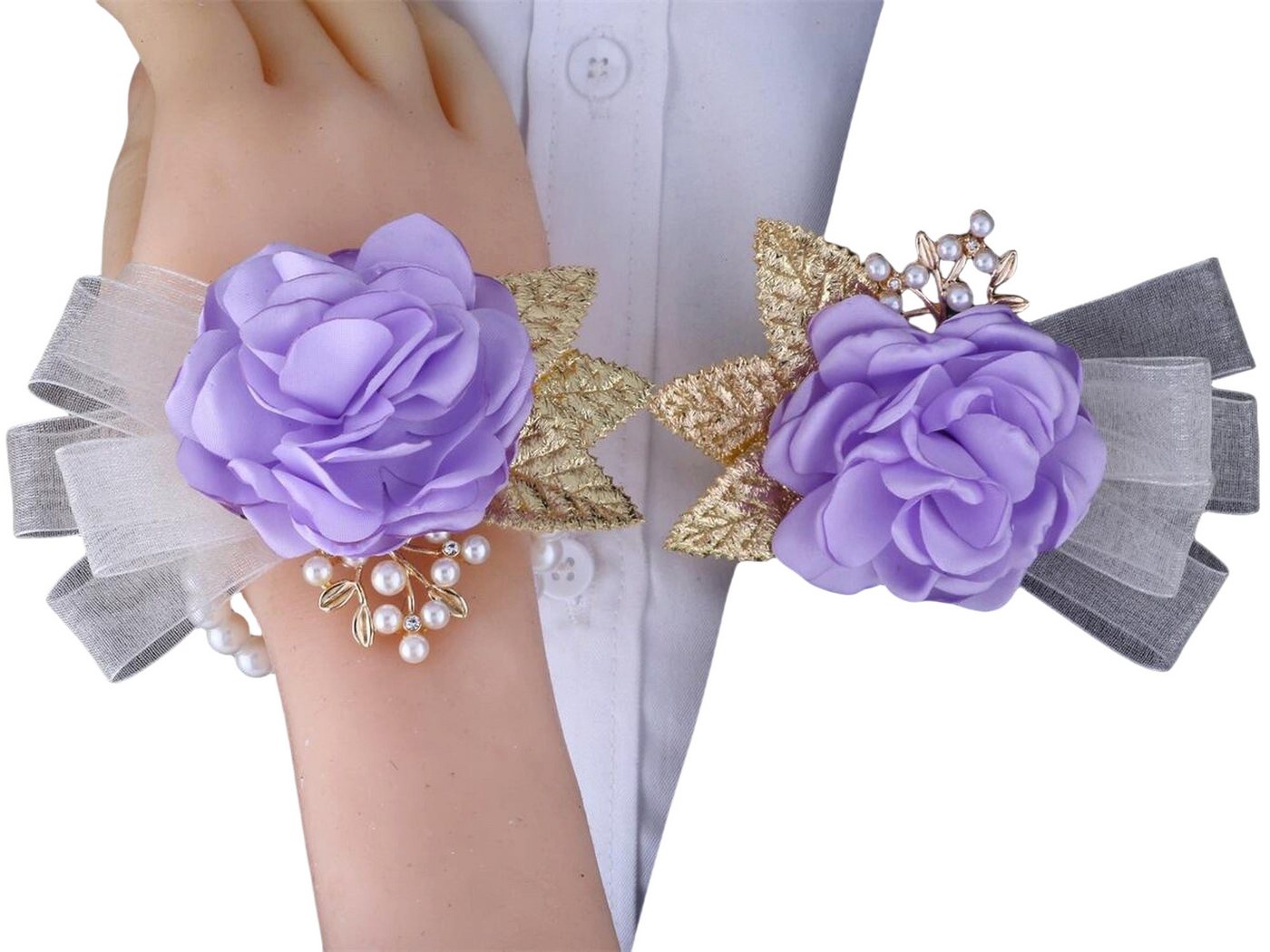 YRIIOMO Ansteckblüte Lila Anzug Hochzeit Bräutigam Corsage Braut Handgelenk Blume von YRIIOMO