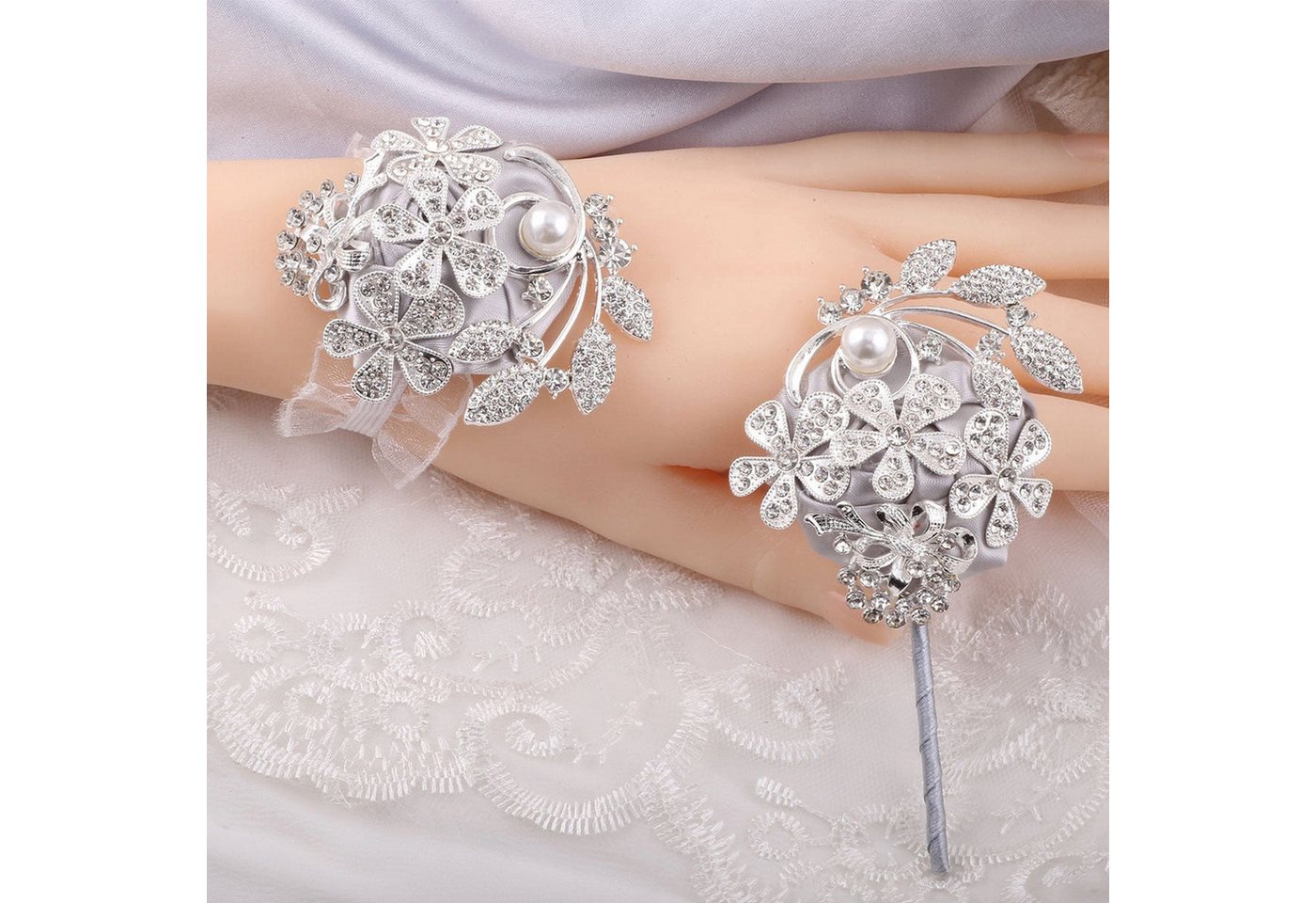 YRIIOMO Ansteckblüte Set mit Boutonniere-Armbändern für die Hochzeit von Braut und, Bräutigam von YRIIOMO