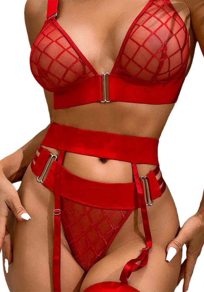 YRIIOMO Body Damen-Sexy-Dessous, Strapsstrümpfe, Dessous-Set, Viererpack von YRIIOMO