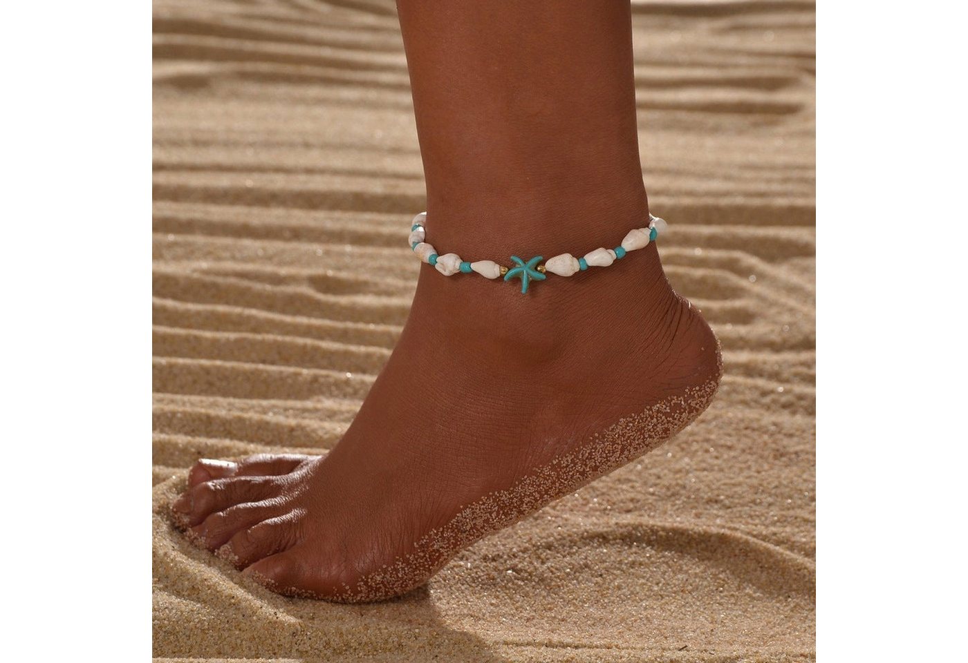 YRIIOMO Fußkette Böhmisches Seestern-Anhänger-Muschel-geflochtenes, verstellbares Fußkettchen im Ozean-Stil für Männer und Frauen von YRIIOMO