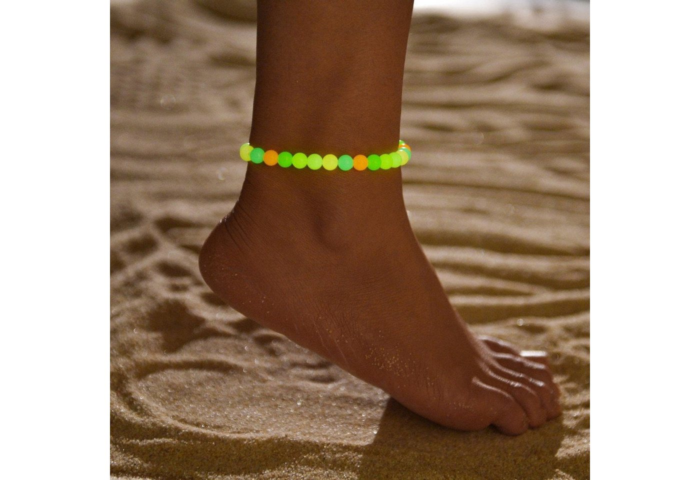 YRIIOMO Fußkette Bunte Perlen leuchtender Fußkettchenschmuck geeignet für, den Sommer-Strand-Taucher-Stil von YRIIOMO