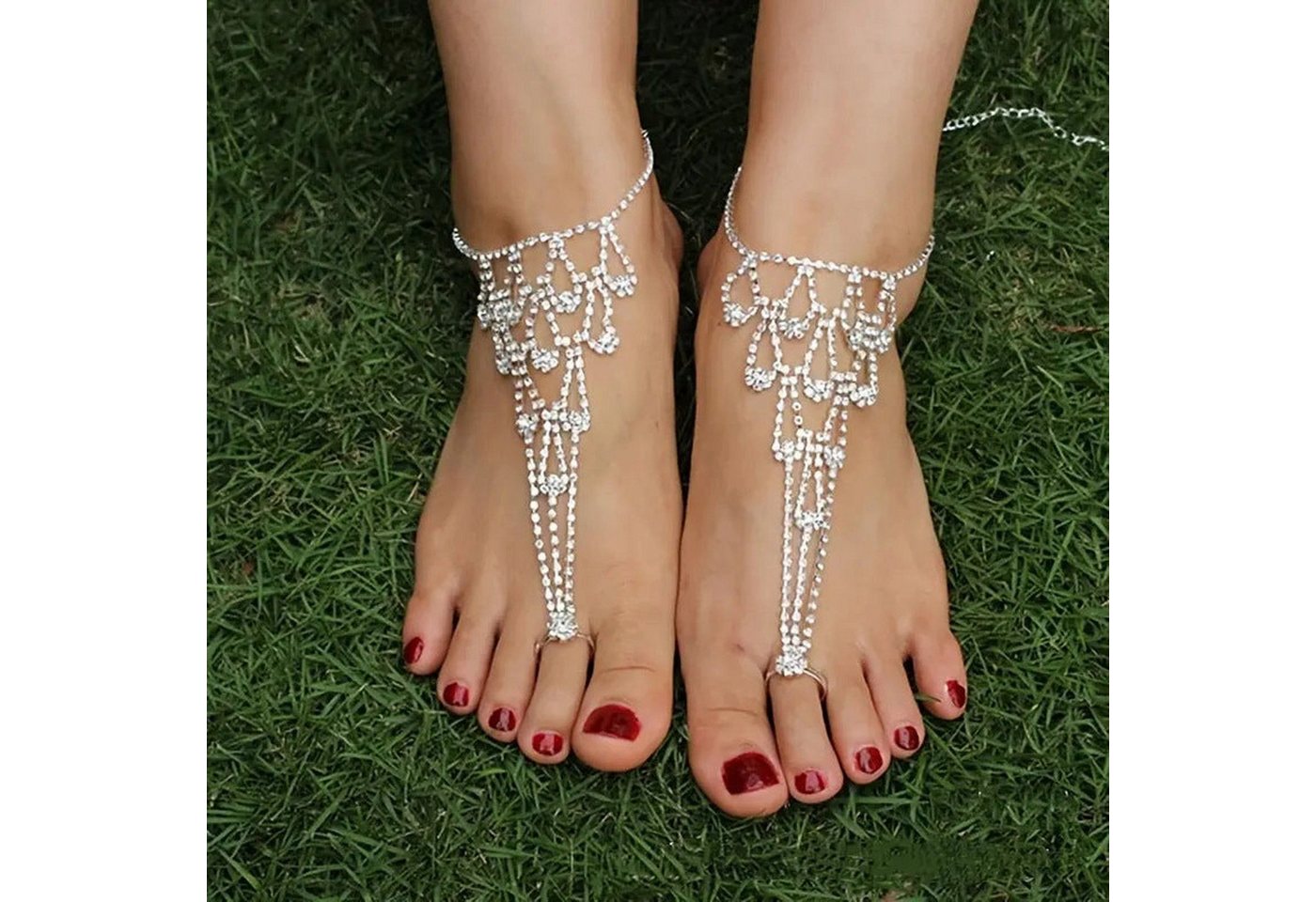 YRIIOMO Fußkette Einzelnes Braut-Strand-Fußkettchen modisch geometrisch, personalisierbar Fußschmuck Barfuß von YRIIOMO