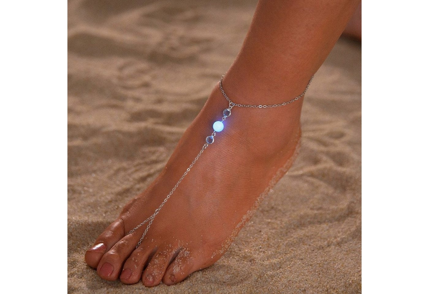YRIIOMO Fußkette Leuchtende Perlen-Fußkettchen Handschuhe Schmuck, Strand- und Meeres-Fußkettchen von YRIIOMO