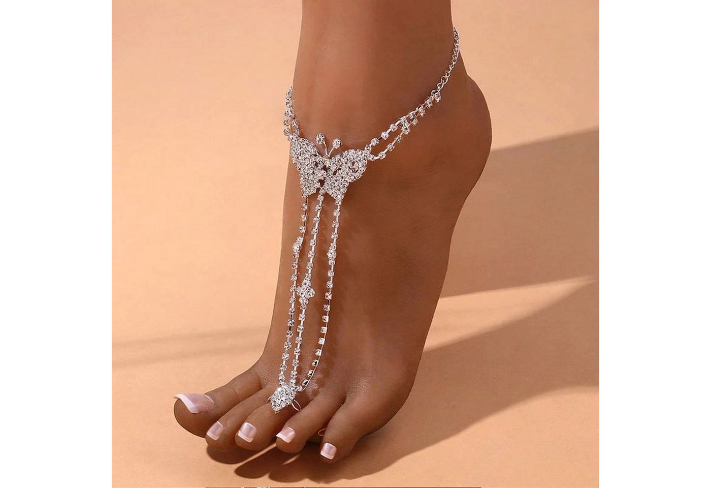 YRIIOMO Fußkette Schmetterling Fußkettchen Sommer Strand Mode, Retro Kralle Kette Finger Fuß Zubehör von YRIIOMO