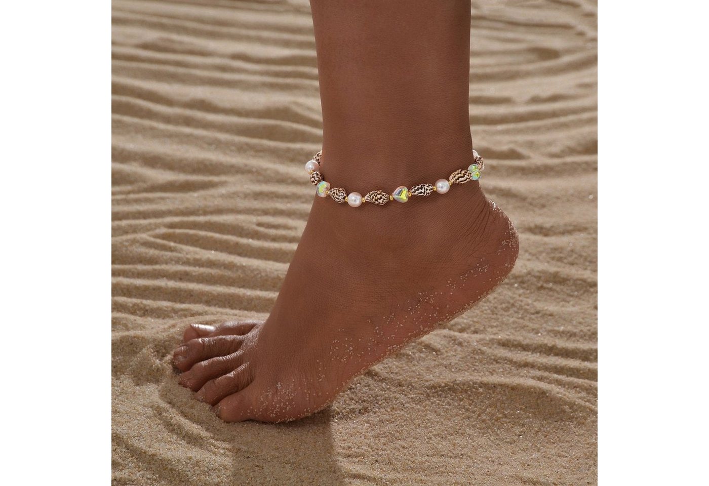 YRIIOMO Fußkette Stilvolle verstellbare Fußkettchen im Marine-Stil mit, Muschelimitationsperlen für Männer und Frauen perfekt für den von YRIIOMO