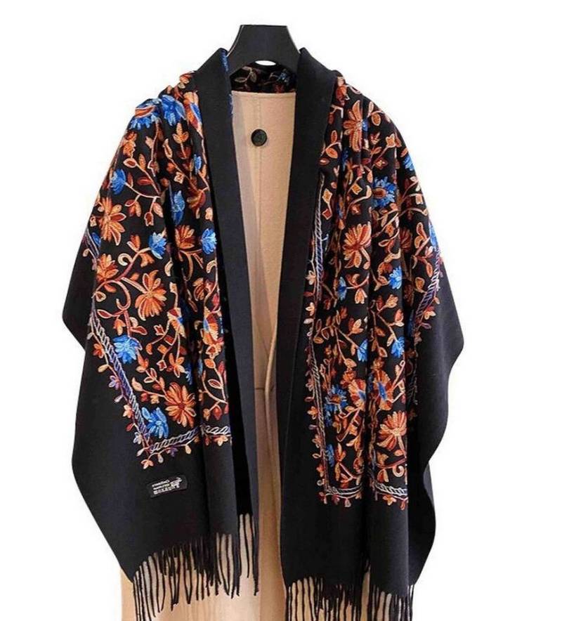 YRIIOMO Halstuch Elegante und vielseitige Damen Winter Schal mit filigranem Pflanzen, (und Blumenstickmuster, aus weichem, hochwertigem Material gefertigt, ideal für kalte Tage) von YRIIOMO