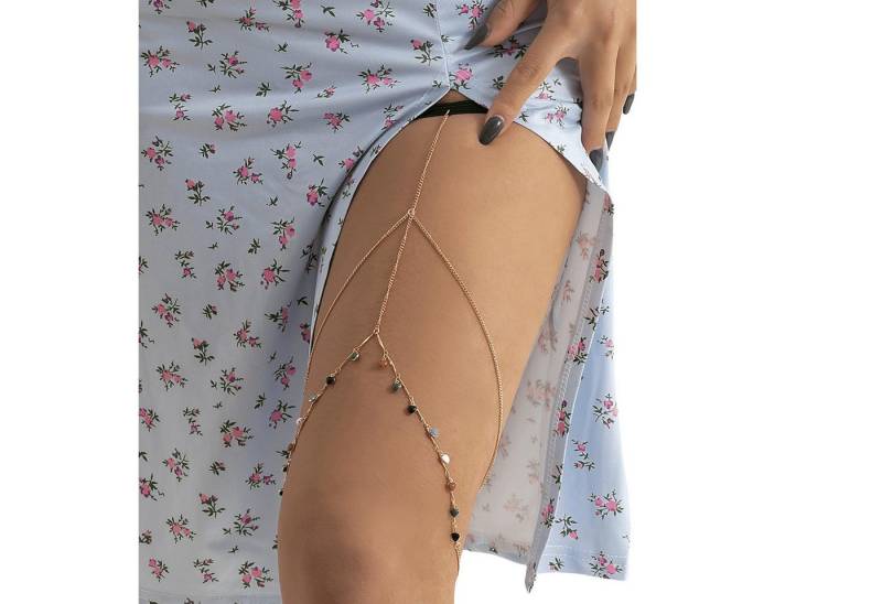 YRIIOMO Kettengürtel Eleganter und leichter Beinring mit geometrischem Stern Design und funkelnden Strass Details, ideal als modisches Accessoire für Frauen von YRIIOMO