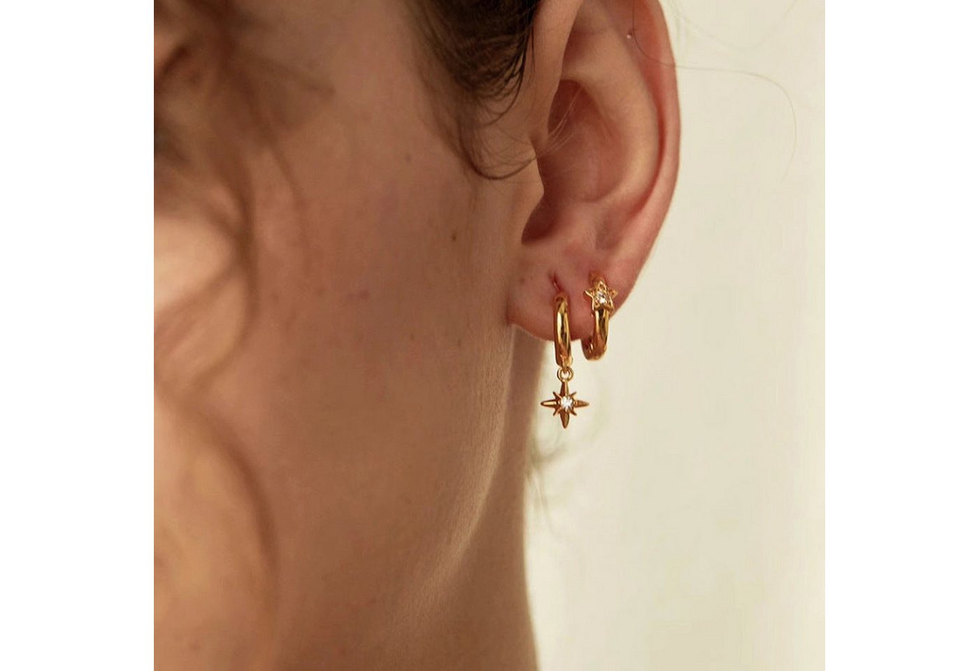 YRIIOMO Ohrhänger-Set Asymmetrische Sternohrringe für Frauen, einfache Ohrringe, geometrische, kreative, vielseitige Ohrringe von YRIIOMO