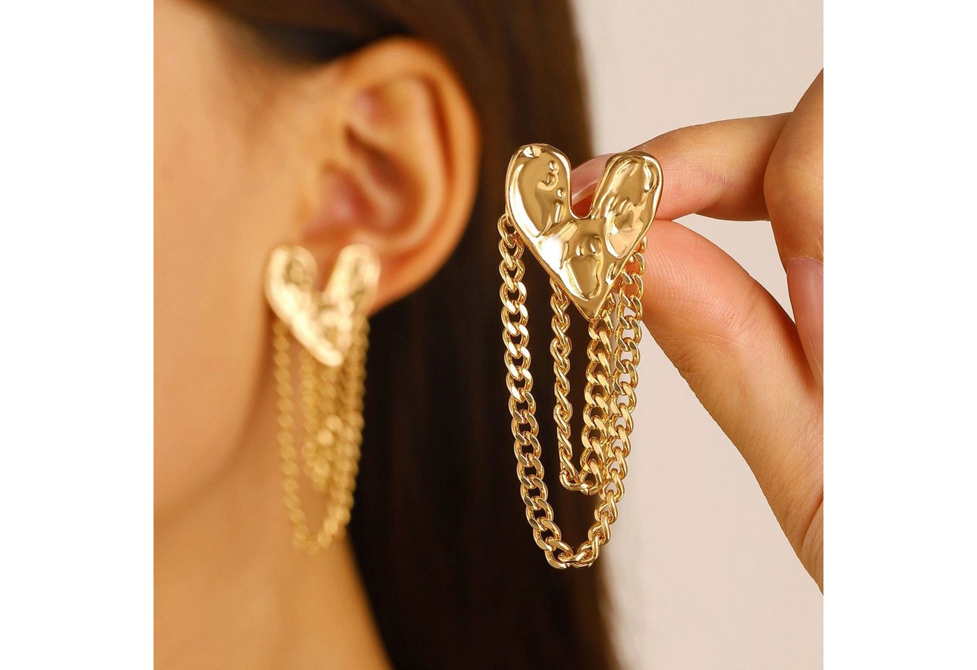 YRIIOMO Ohrhänger-Set Herzförmige Ohrringe für Frauen, personalisierte, Liebes-Quastenketten-Ohrringe, Retro-Ohrringe von YRIIOMO