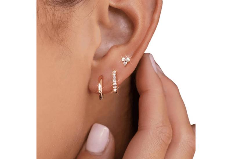 YRIIOMO Paar Ohrhänger Elegante dreiteilige Ohrring Set mit geometrischem Dreieck Design, vielseitig kombinierbar und ideal für stilbewusste Frauen von YRIIOMO
