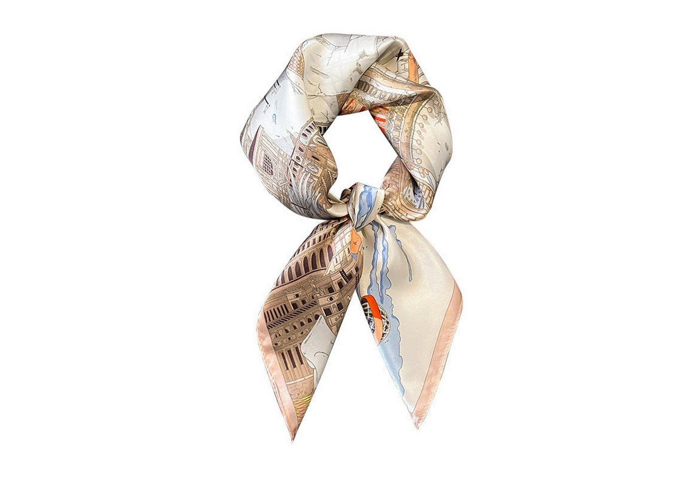 YRIIOMO Seidentuch Pastoraler, lässiger Stil, 70er-Quadrat-Schal, vielseitiger, Damen-Schal, Kopfbindetasche von YRIIOMO
