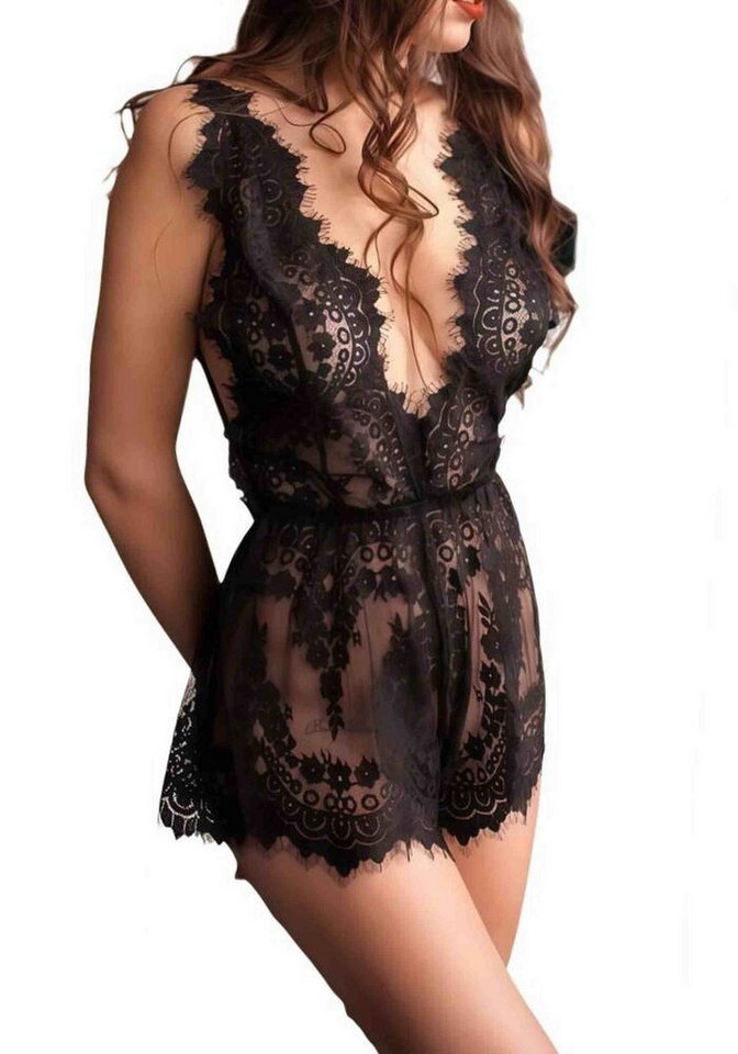 YRIIOMO Set: Corsage Dessous-Set aus schwarzem Spitzenblickdurchlässigem Netz Niedliches Dessous-Set Nachthemd YRIIOMO Set: Corsage Dessous-Set aus schwarzem Spitzenblickdurchlässigem Netz Niedliches Dessous-Set Nachthemd von YRIIOMO