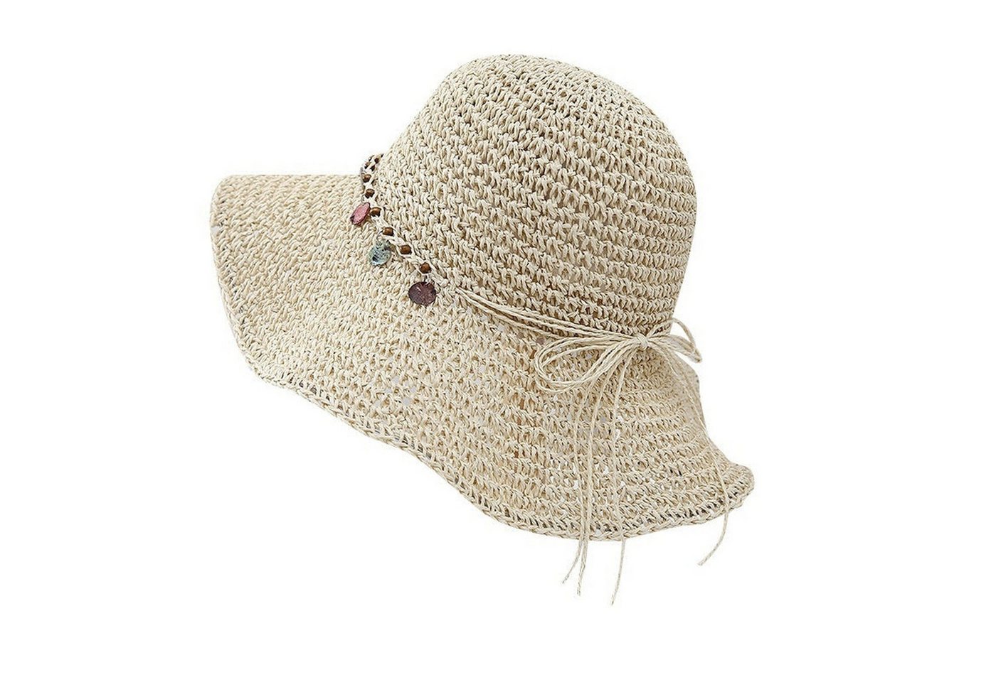 YRIIOMO Sonnenhut Faltbarer Häkel-Raffia-Strohhut für Damen, ideal für Sommerreisen, Sonnenschutz und UV-Schutz. von YRIIOMO