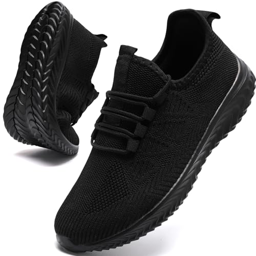 YRLTYO Schuhe Damen Sportschuhe Sneakers Turnschuhe Laufschuhe Slip On Leichte Tennisschuhe Fitnessschuhe Walkingschuhe Freizeitschuhe Schwarz 39 von YRLTYO