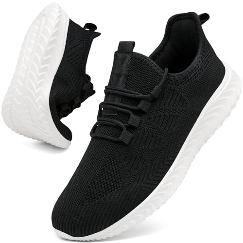 YRLTYO Schuhe Damen Sportschuhe Sneakers Turnschuhe Laufschuhe Slip On Leichte Tennisschuhe Fitnessschuhe Walkingschuhe Freizeitschuhe Schwarz 41 von YRLTYO