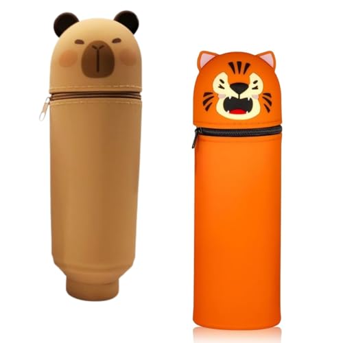 YRSM-MR 2-in-1 Silikon Federmäppchen, Orange Tiger, Federtasche aus Weichem Silikon für Stifte, Unisex Kapazität Mäppchen, Tier Stifthalter, Niedliche Schule Geschenke für Kinder YRSM-MR 2-in-1 Silikon Federmäppchen, Orange Tiger, Federtasche aus Weichem Silikon für Stifte, Unisex Kapazität Mäppchen, Tier Stifthalter, Niedliche Schule Geschenke für Kinder von YRSM-MR