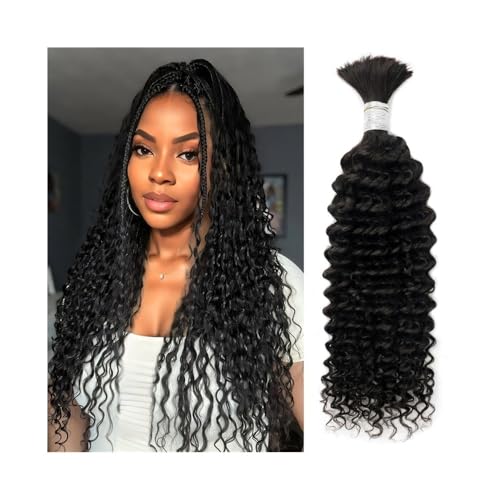 Frauen Tief gewelltes Haar in großen Mengen for Flechten, keine Schussfäden, lockige Echthaar-Extensions for Boho-Zöpfe Täglicher Gebrauch(14inches) von YRTAWEO32A