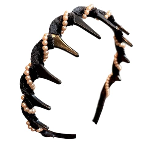 Vintage High Cranium Artificial Pearl Hairband, Mode Stirnbänder für Frauen Damen Retro Haarbänder mit Zähnen Rutschfester Haarreifen modische Haar-Accessoires für Frauen Mädchen von YRTUOP