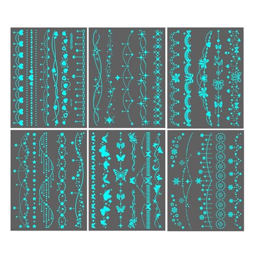 YRTUOP Aufkleber Für Kinder - 6 Stück Wasserdichte Leuchtsterne Motive | Körperkunst für Karneval Geburtstag Pool Halloween Erwachsene Hand Sport Cosplay Hochzeit Festival von YRTUOP