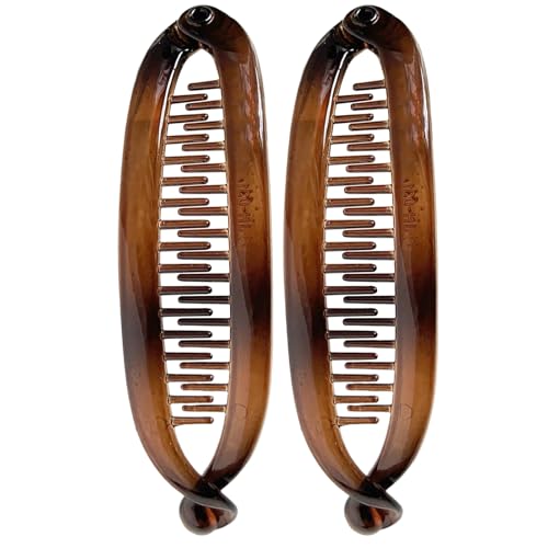 YRTUOP Bananenhaarclip, Bananenclips für Frauen - Doppelte Bananenclip Barrettes Claw Clincher Combs,2x Classic Strong Hold-Accessoires für Styling-Styling-Styling für Frauen Mädchen von YRTUOP