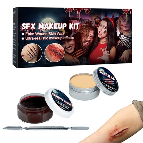 YRTUOP Makeup Kit, Halloween Makeup Kit mit Narbenwachs, Beauty Produkt mit Spatel für Hautwunden Zombie Augenbrauen Nase Karneval Frauen Erwachsene Halloween Fest von YRTUOP