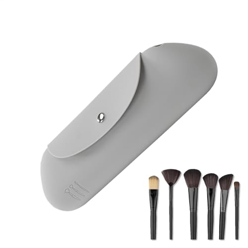 YRTUOP Silikon-Make-up-Pinsel-Tasche – Make-up-Tool-Organizer mit Magnetverschluss, tragbare Gesichtspinseltasche, weiche Kosmetiktasche für den Alltag, Arbeit, grau, Refer to description, Uni YRTUOP Silikon-Make-up-Pinsel-Tasche – Make-up-Tool-Organizer mit Magnetverschluss, tragbare Gesichtspinseltasche, weiche Kosmetiktasche für den Alltag, Arbeit, grau, Refer to description, Uni von YRTUOP