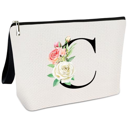 YRUBOHA A-Z Personalisierte Kosmetiktasche-Geburtstagsgeschenke für Frauen, Mütter, Beste Freundinnen und Brautjungfern (C) von YRUBOHA