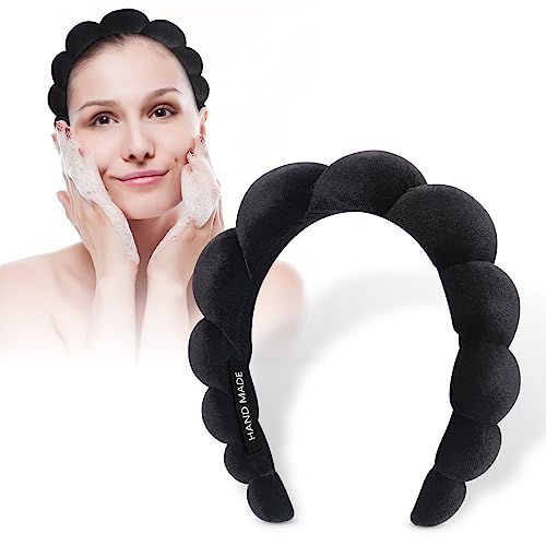 Make-up-Stirnband, 1 Packung mit Schwamm, gepolstert, weiches Frottee-Handtuch für Hautpflege, Make-up-Entfernung, Gesichtswäsche von YRVCT