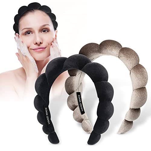 Make-up-Stirnband für Damen, Spa, Gesichts-Stirnbänder, mit Schwamm gepolstert, weiches Frottee, Haarband für Hautpflege, Make-up-Entfernung, Gesichtswäsche, 2 Stück (Schwarzbraun) Make-up-Stirnband für Damen, Spa, Gesichts-Stirnbänder, mit Schwamm gepolstert, weiches Frottee, Haarband für Hautpflege, Make-up-Entfernung, Gesichtswäsche, 2 Stück (Schwarzbraun) von YRVCT