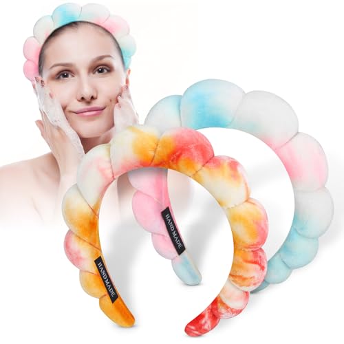 Make-up-Stirnband für Damen, Spa-Stirnbänder, mit Schwamm gepolstert, weiches Frottee, Haarband für Hautpflege, Make-up-Entfernung, Gesichtswäsche, 2 Stück von YRVCT