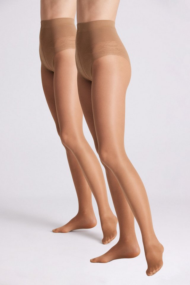 YSABEL MORA Feinstrumpfhose SHAPING TIGHTS BASIC COLLECTION 40 DEN (2er Pack) mit Spitzenhöschen-Optik, Shaping-Effekt von YSABEL MORA