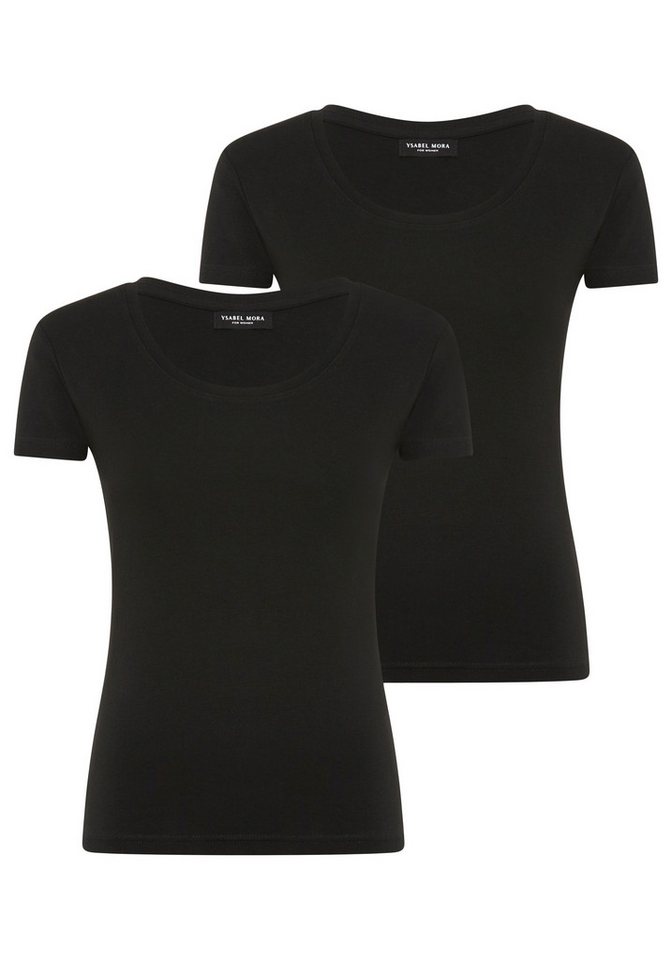 YSABEL MORA Kurzarmshirt (2er Pack) mit Rundhals, elastisch, Baumwollmix, weich, Basic von YSABEL MORA