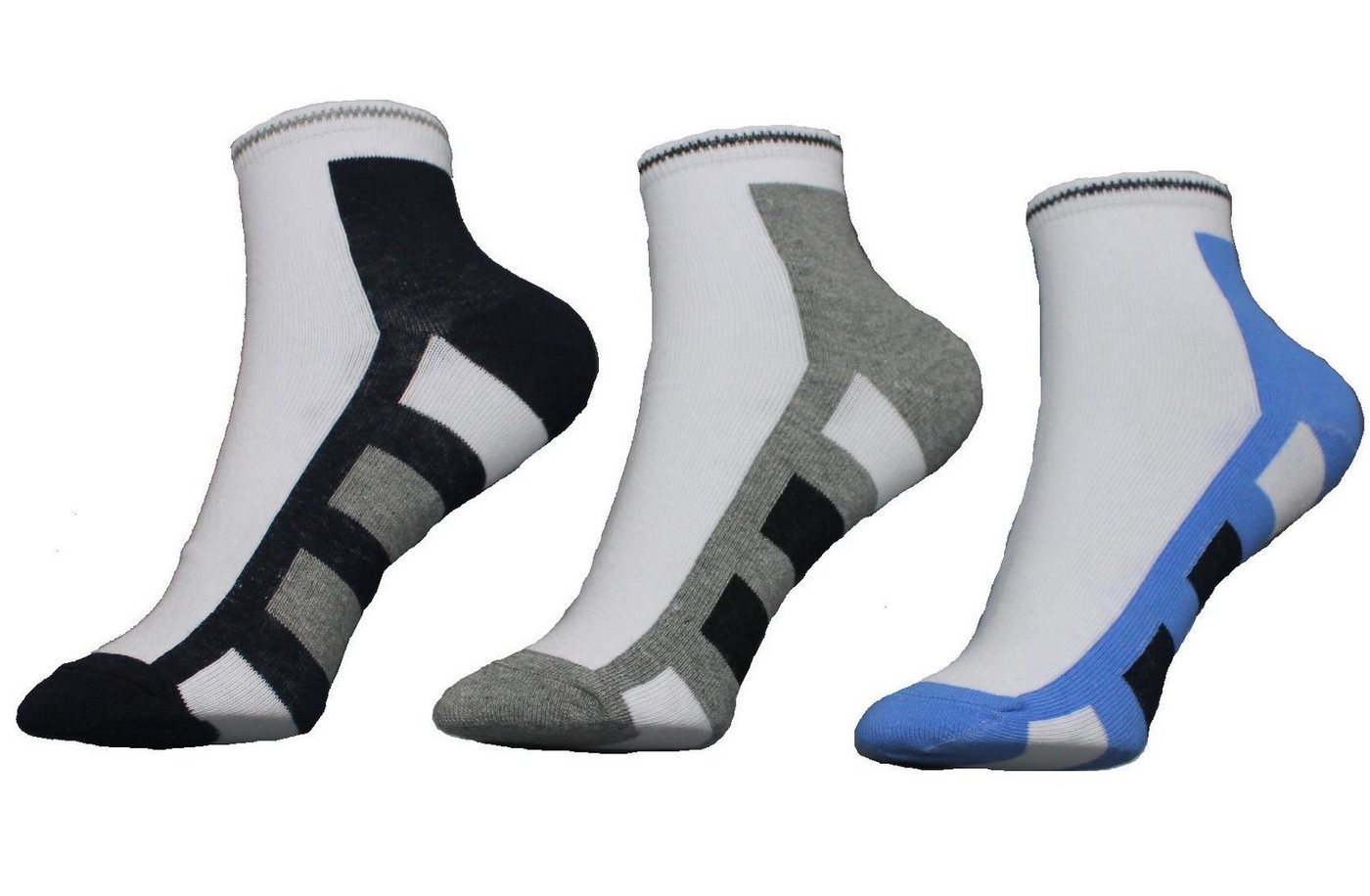 YSABEL MORA Kurzsocken Ysabel Mora 3er Pack Jungen Sneaker Strümpfe Socken weiß Sohle farbig (3-Paar) von YSABEL MORA