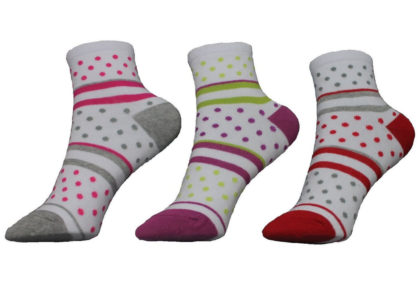 YSABEL MORA Kurzsocken Ysabel Mora 3er Pack Mädchen Sneaker Strümpfe Socken weiß Pünktchen (3-Paar) von YSABEL MORA