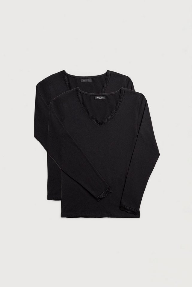 YSABEL MORA Langarmshirt BASIC COLLECTION COTTON WITH LACE (2er Pack) das perfekte Basic-Longsleeve für jeden Tag von YSABEL MORA