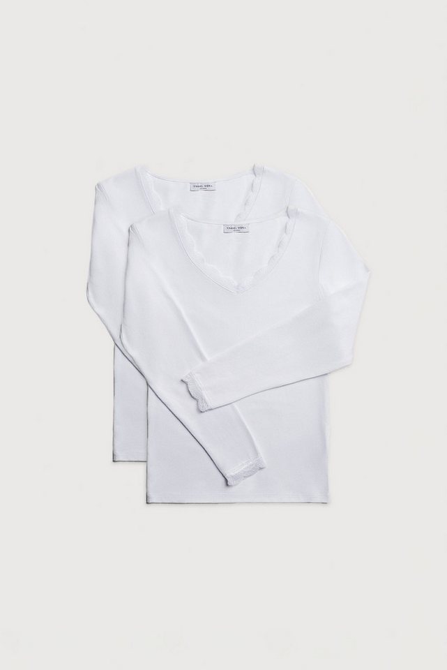 YSABEL MORA Langarmshirt BASIC COLLECTION COTTON WITH LACE (2er Pack) das perfekte Basic-Longsleeve für jeden Tag von YSABEL MORA