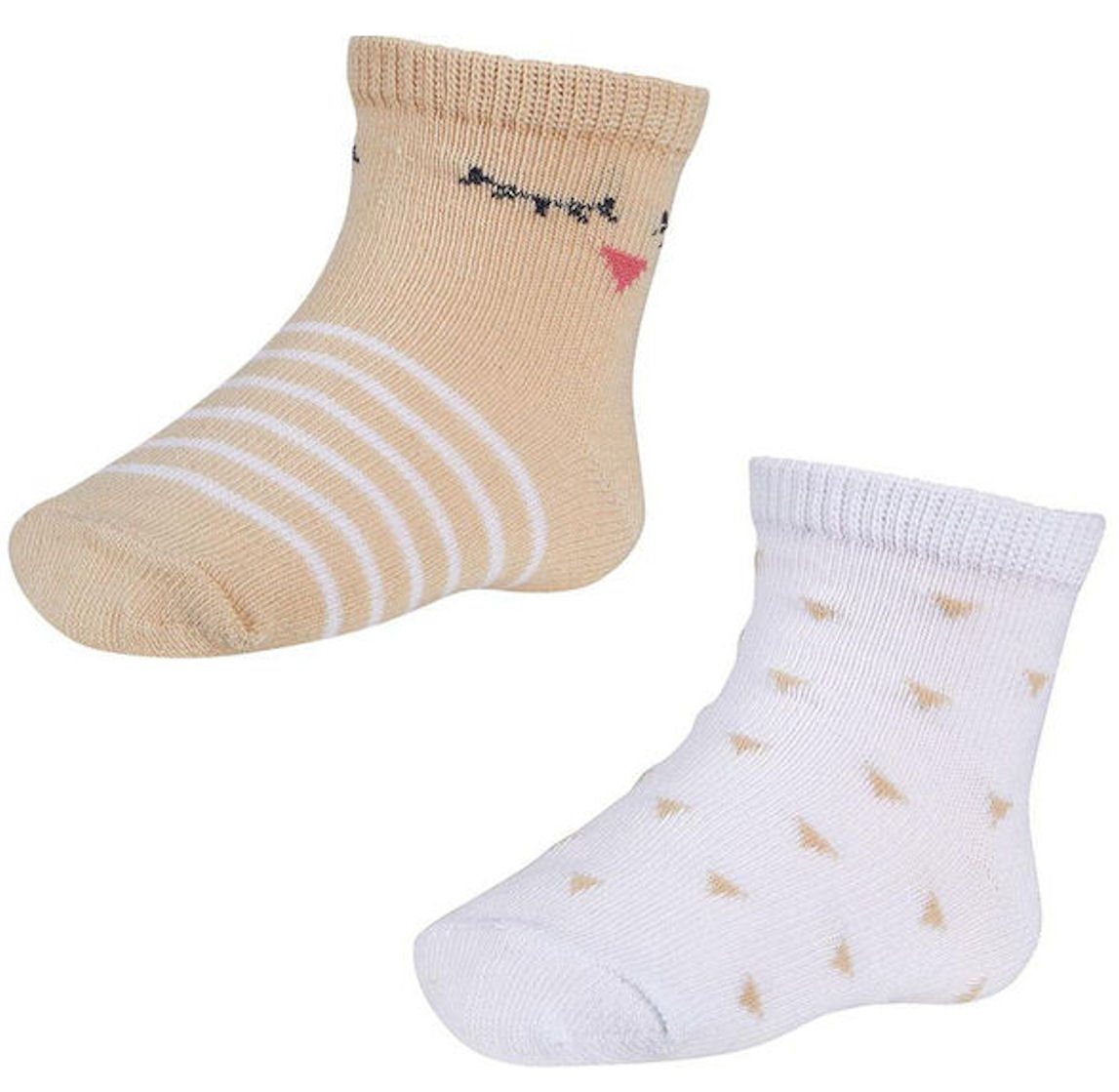 YSABEL MORA Socken Ysabel Mora 2er Pack baby Mädchen Strümpfe Socken ocker weiß (2-Paar) von YSABEL MORA