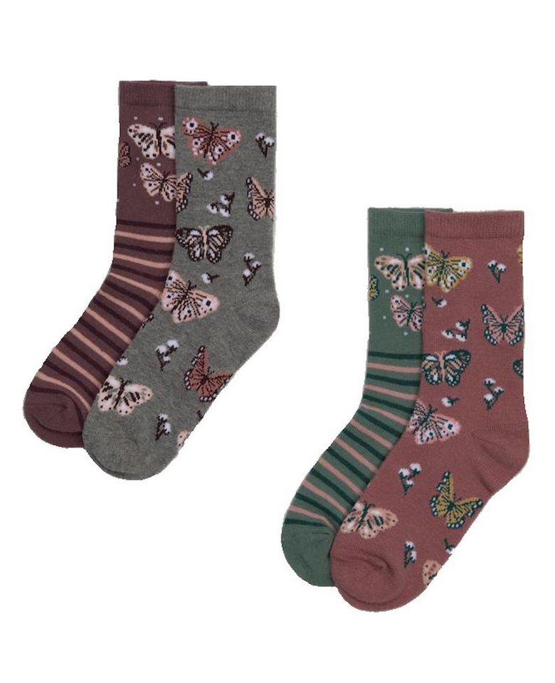 YSABEL MORA Socken Ysabel Mora 4er Pack Mädchen Socken Strümpfe Schmetterling mehrfarbig (4-Paar) von YSABEL MORA