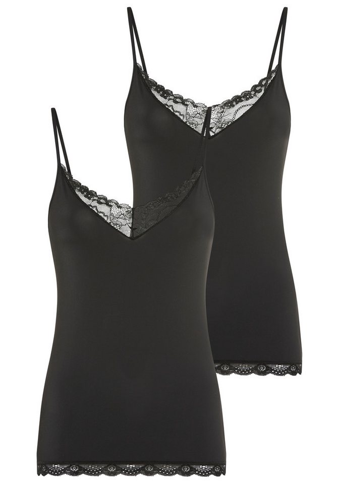 YSABEL MORA Spaghettitop (2er Pack) elastisch, Spitzeneinsatz, schmale Träger, femininer Stil von YSABEL MORA