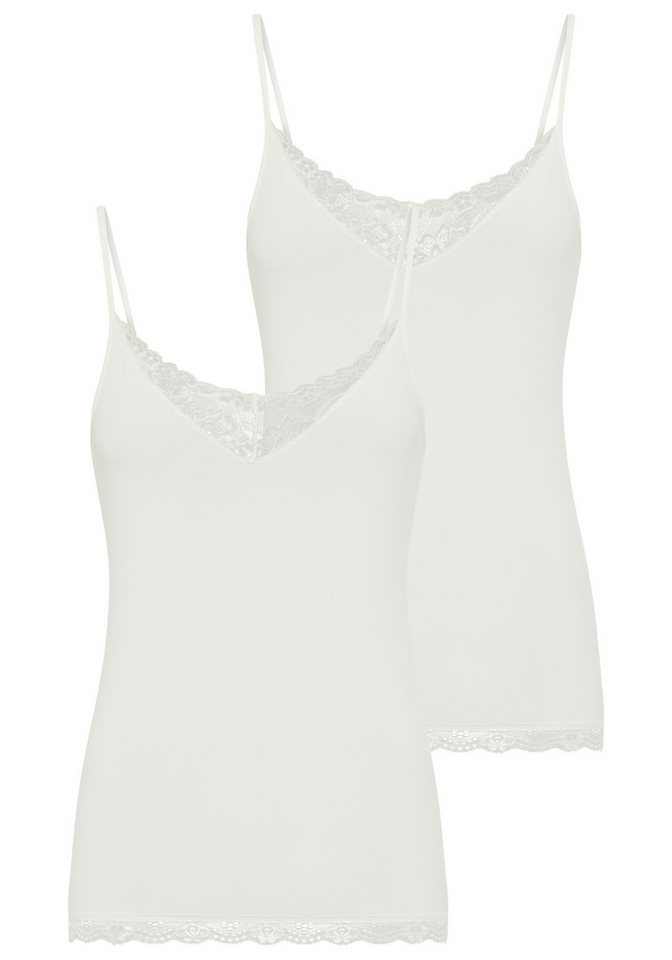 YSABEL MORA Spaghettitop (2er Pack) elastisch, Spitzeneinsatz, schmale Träger, femininer Stil von YSABEL MORA