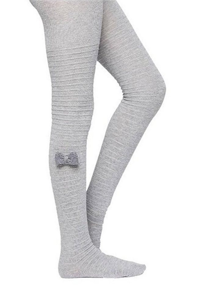 YSABEL MORA Strickstrumpfhose Ysabel Mora Kinder Strumpfhose Streifenmuster Strickschleife grau 90 DEN (1 St) von YSABEL MORA