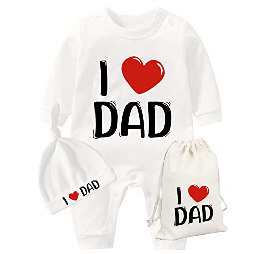 Baby Twins Unisex Neugeborene Kleidung I Love Mummy Daddy I Love All Family Body mit Hut - - 6-9 Monate von YSCULBUTOL