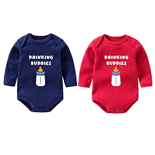 YSCULBUTOL Baby Body Twin Infant Langarm Body Lustige Baby Zwillinge Outfits Baby Mädchen Süßes Zwillings-Set - - 9-12 Monate von YSCULBUTOL