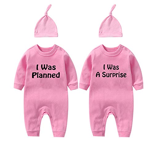 YSCULBUTOL Baby Twins Babykleidung Neugeborenes Baby Mädchen Junge I was Planned I was a Surprise Kleidung Strampler Baby Overall - - 3-6 Monate von YSCULBUTOL