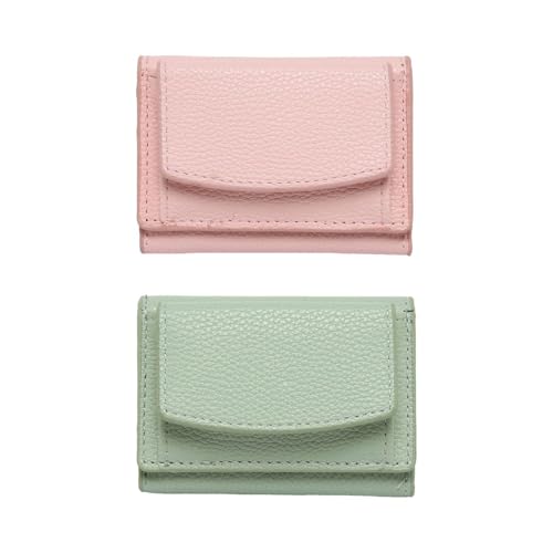 2 Stück Mini Münzbörse PU-Leder Münzbörse Damen Geldbörse Mehrschichtige Münzbörse Kreditkartenetui Handheld Münzbörse Pocket Purse, rose, Einheitsgröße, Modern von YSDYY