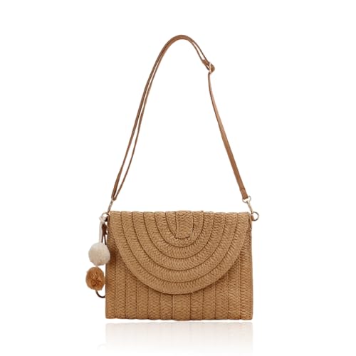 YSDYY 1 -Teilige Strand Geflochtene Tasche, Verstellbare Umhängetasche, Modische Sommerhandtasche, Geeignet Für Urlaub Und Tägliches Lässiges Matching (Hellbraun). von YSDYY