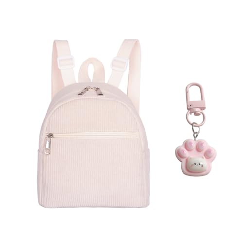 YSDYY 1 -Teiliges Cord -Rucksack Und 1 -Teiliges Katzenanhänger, Retro Casual Rucksack, Einstellbare Schultergurt -School -Tasche, Geeignet Für Pendeln, Reisen Und Campus. von YSDYY