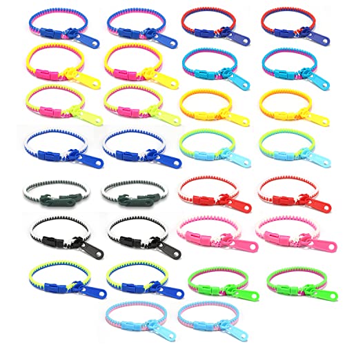 YSDYY 30 gemischte Farben Reißverschluss-Armbänder, sensorisches Spielzeug, Stressabbau, Freundschaftsarmbänder für Kinder, Modeschmuck, Geburtstagsparty-Geschenke für Jungen und Mädchen von YSDYY