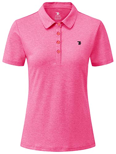 YSENTO Damen Golf Poloshirt Kurzarm Polohemd Schnelltrocknend Atmungsaktiv Sport Tennis Lady-Fit T-Shirts(Rose rot,3XL) von YSENTO