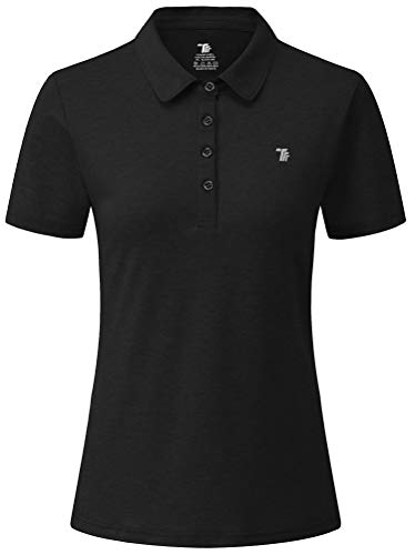 YSENTO Damen Golf Poloshirt Kurzarm Polohemd Schnelltrocknend Atmungsaktiv Sport Tennis Lady-Fit T-Shirts(Schwarz,L) von YSENTO